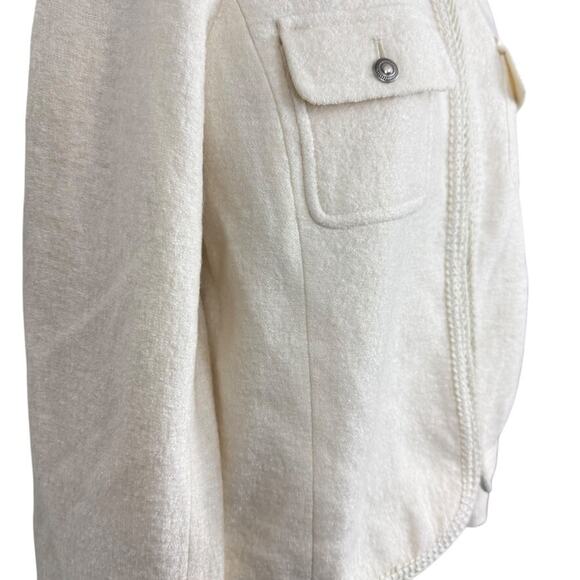 Talbots Ivory Womens Boiled Wool Blend Suit Jacket Blazer Career Classic sz 10 - Picture 3 of 16